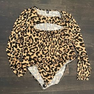Leopard Bodysuit with Cutout